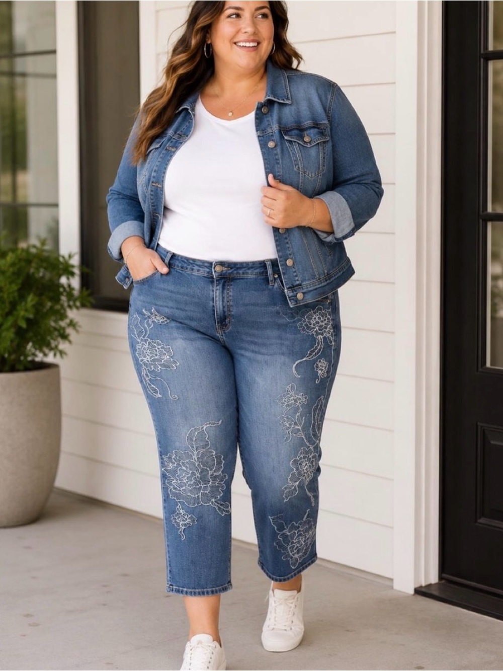 Lane Bryant Embroidered Crop Jeans
